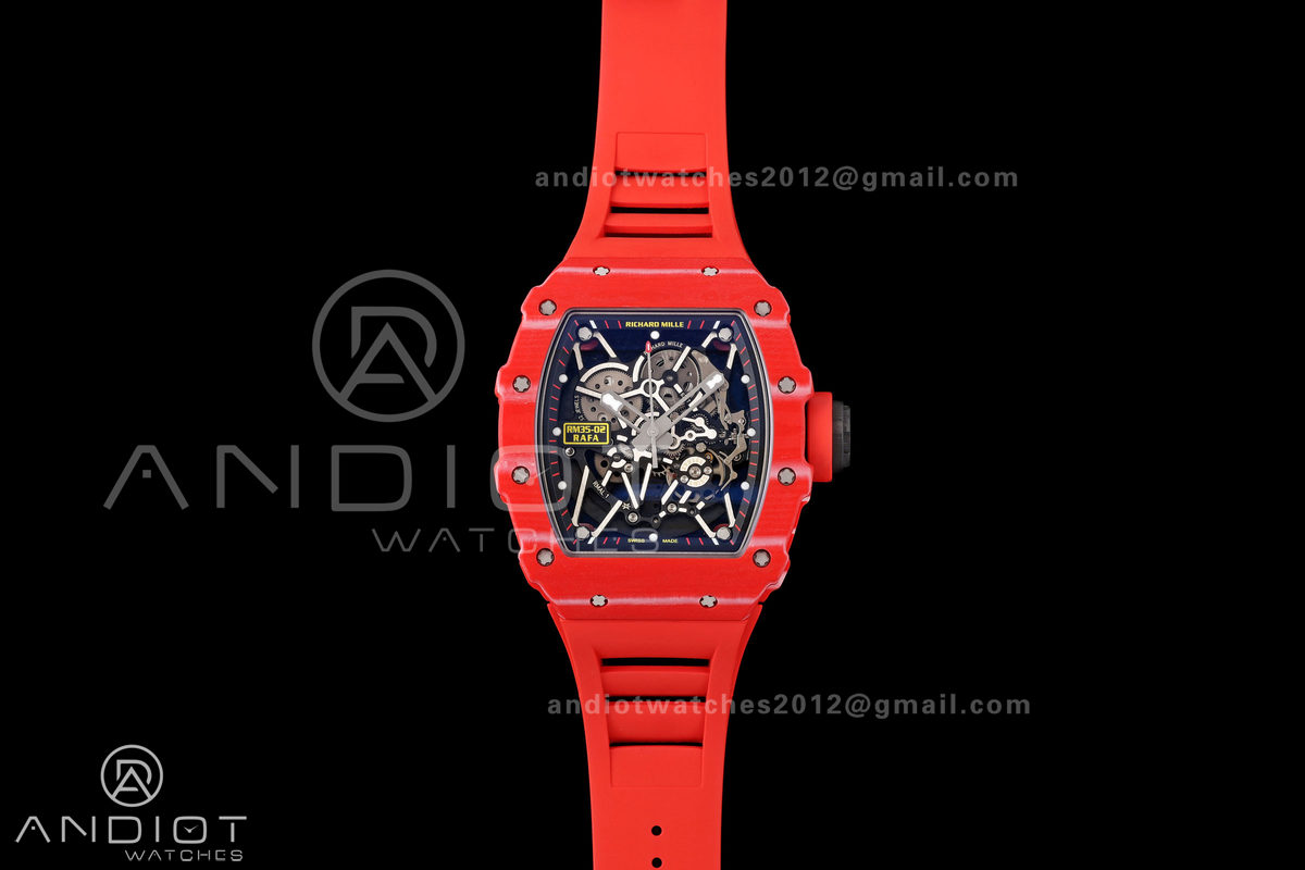 RM35-02 Red NTPT Mille Studio 1:1 Best Edition on Red Rubber Strap RMUL1 Super Clone (Custom Case Set)